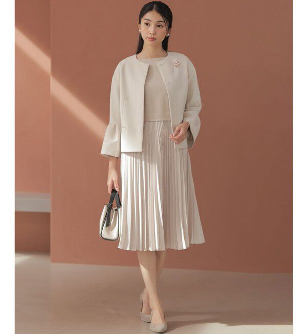 組曲「【KUMIKYOKU NAVY】コンフォータブルドレープ フレアスリーブジャケット」|ノーカラージャケット|