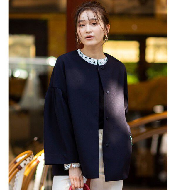 any SiS「【UVカット】セレモニードルマン ジャコット」|ノーカラーコート|ネイビー