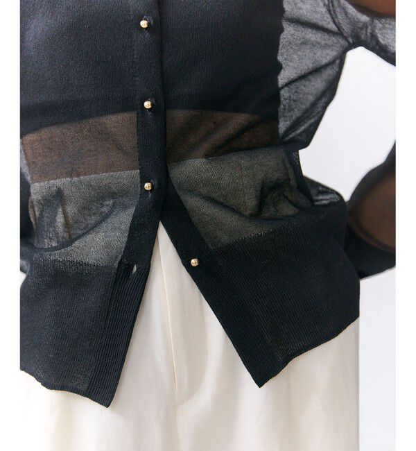 BEIGE,「PYRRHOT / シアーコンビ リブカーディガン」|ニット・セーター|