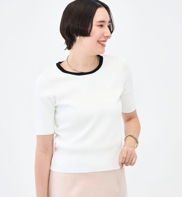 NOLLEY'S sophi「《アンサンブル対応》《手洗い可能》マルチファンクション5分袖プルオーバー」|ニット・セーター|