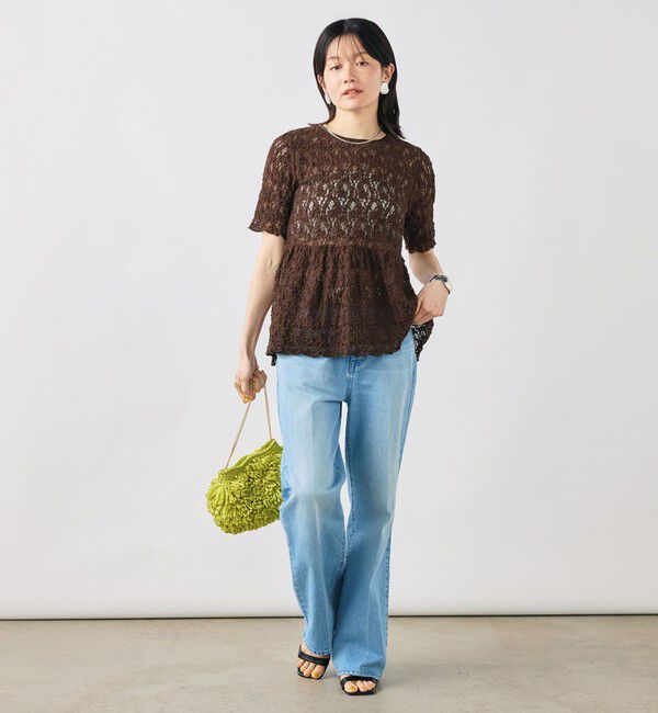 NOLLEY'S sophi「ウォッシャブルストレッチレースペプラム半袖プルオーバー」|シャツ・ブラウス|