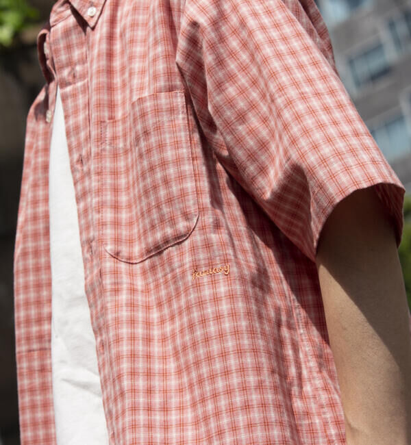 GLOSTER「【GLOSTER/グロスター】チェック半袖シャツ ボタンダウン ワンポイントロゴ刺繍入り」|シャツ・ブラウス|