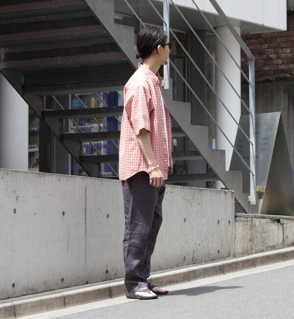 GLOSTER「【GLOSTER/グロスター】チェック半袖シャツ ボタンダウン ワンポイントロゴ刺繍入り」|シャツ・ブラウス|