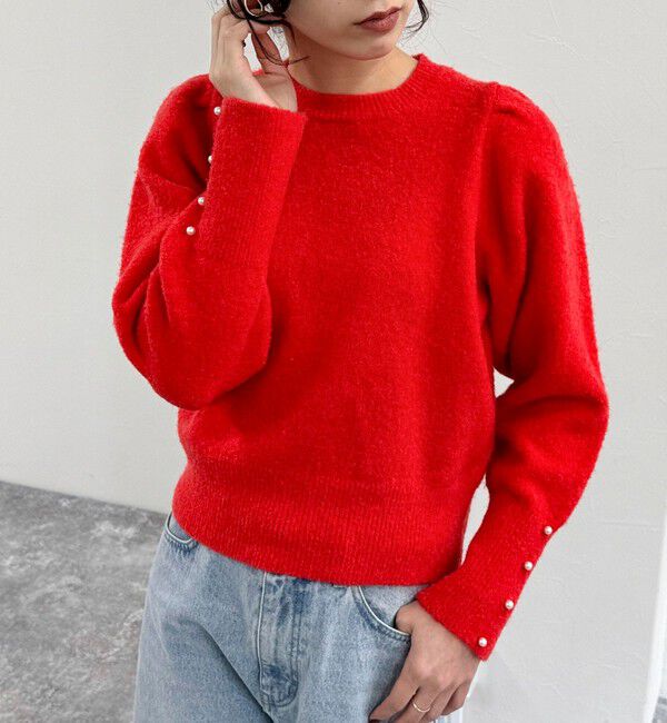 fredy emue「袖ボリュームパール付きニットプルオーバー」|ニット・セーター|