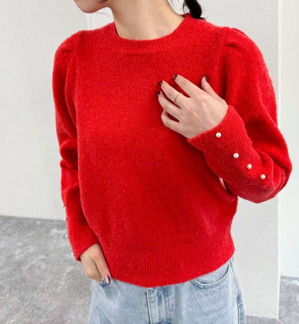 fredy emue「袖ボリュームパール付きニットプルオーバー」|ニット・セーター|