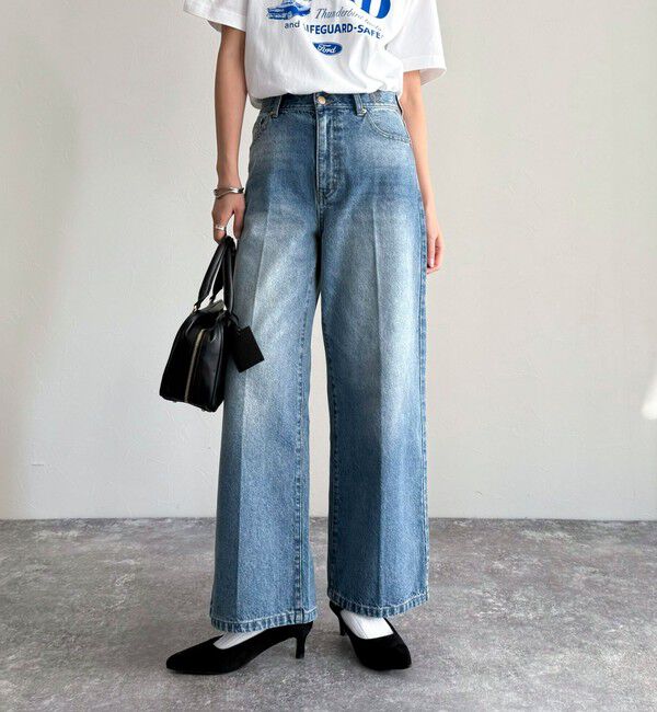 fredy emue「FRセンタープレスセミワイドデニムパンツ」|デニム|