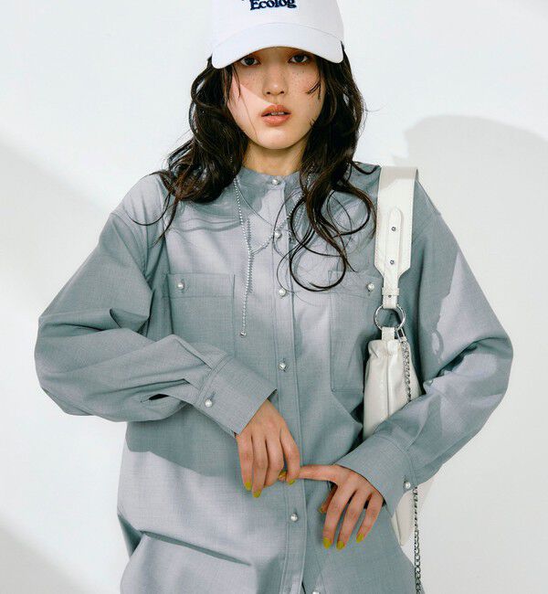 fredy emue「《セットアップ対応》TRパール釦バンドカラーシャツ」|シャツ・ブラウス|