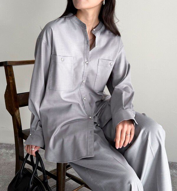 fredy emue「《セットアップ対応》TRパール釦バンドカラーシャツ」|シャツ・ブラウス|