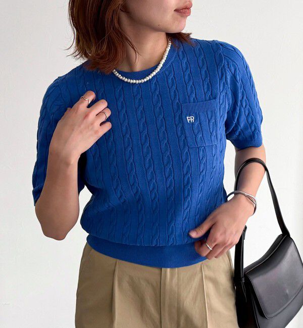 fredy emue「FR刺繍ケーブル柄ポケ付きプルオーバー」|ニット・セーター|