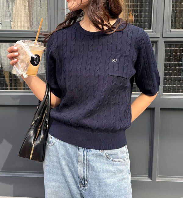 fredy emue「FR刺繍ケーブル柄ポケ付きプルオーバー」|ニット・セーター|