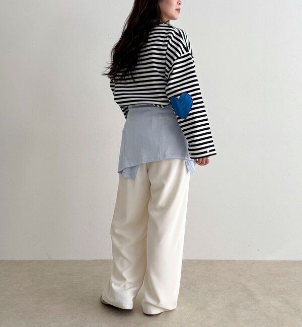 fredy emue「ボーダーハートパッチプルオーバー」|Tシャツ・カットソー|