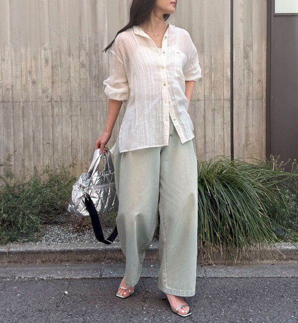 fredy emue「リネン混楊柳バンドカラーシャツ」|シャツ・ブラウス|