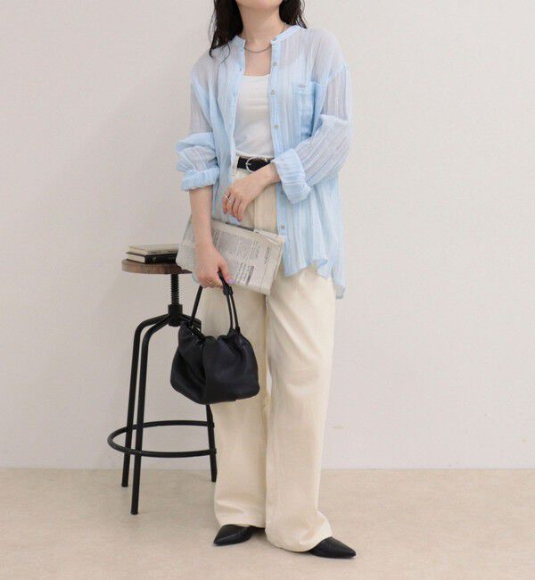 fredy emue「リネン混楊柳バンドカラーシャツ」|シャツ・ブラウス|