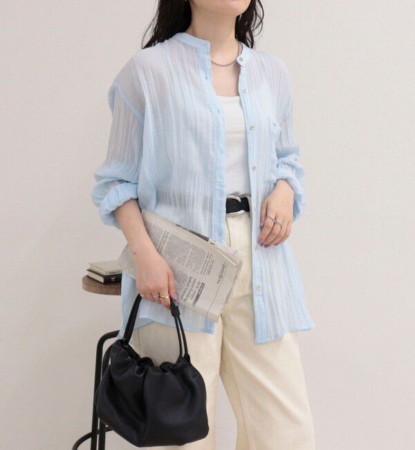 fredy emue「リネン混楊柳バンドカラーシャツ」|シャツ・ブラウス|