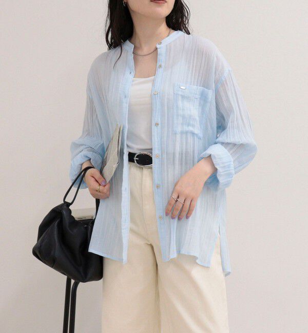 fredy emue「リネン混楊柳バンドカラーシャツ」|シャツ・ブラウス|