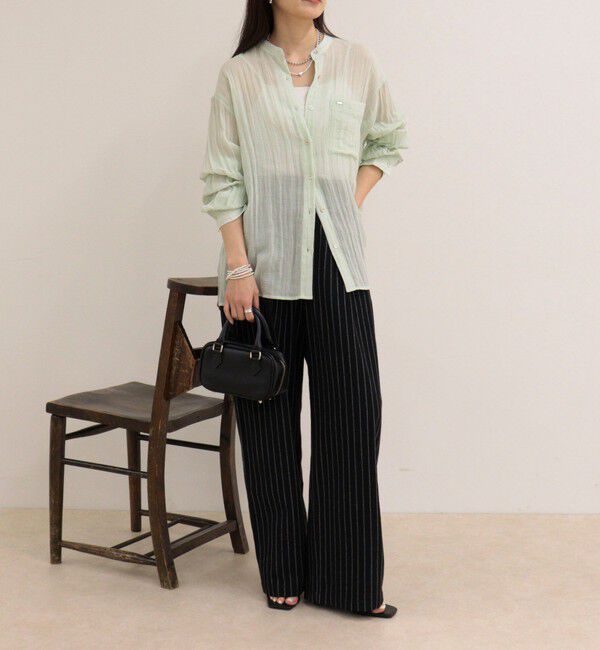 fredy emue「リネン混楊柳バンドカラーシャツ」|シャツ・ブラウス|