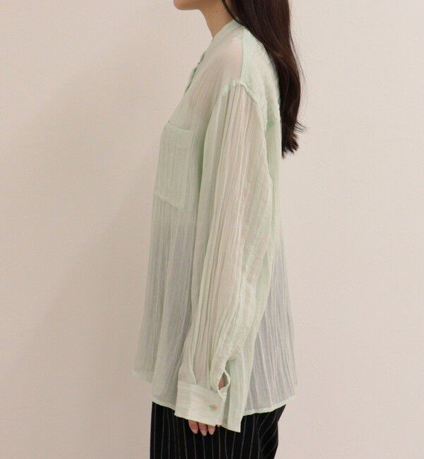 fredy emue「リネン混楊柳バンドカラーシャツ」|シャツ・ブラウス|