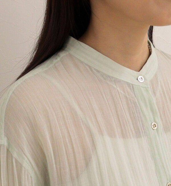 fredy emue「リネン混楊柳バンドカラーシャツ」|シャツ・ブラウス|