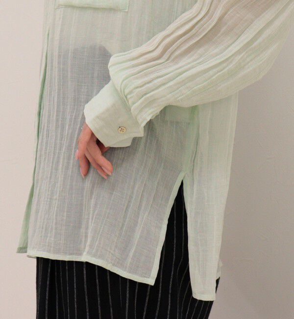 fredy emue「リネン混楊柳バンドカラーシャツ」|シャツ・ブラウス|