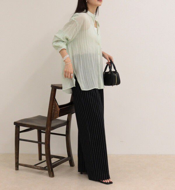 fredy emue「リネン混楊柳バンドカラーシャツ」|シャツ・ブラウス|