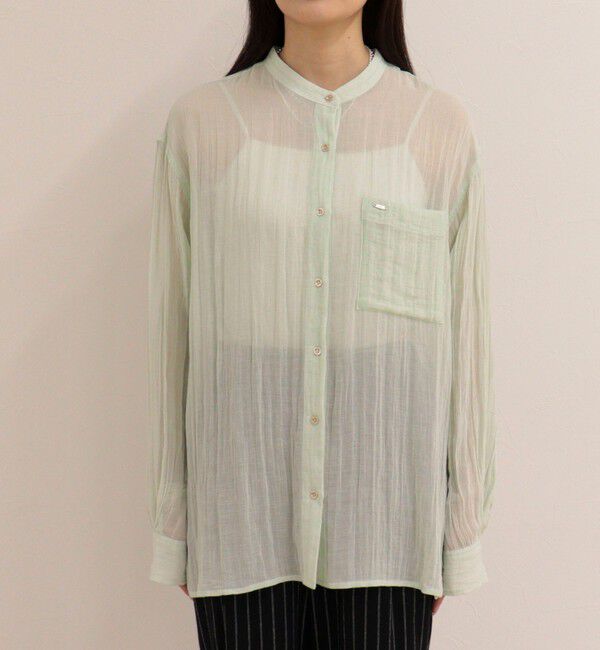 fredy emue「リネン混楊柳バンドカラーシャツ」|シャツ・ブラウス|