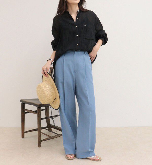 fredy emue「リネン混楊柳バンドカラーシャツ」|シャツ・ブラウス|