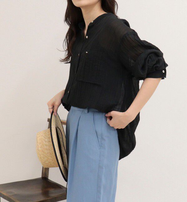 fredy emue「リネン混楊柳バンドカラーシャツ」|シャツ・ブラウス|