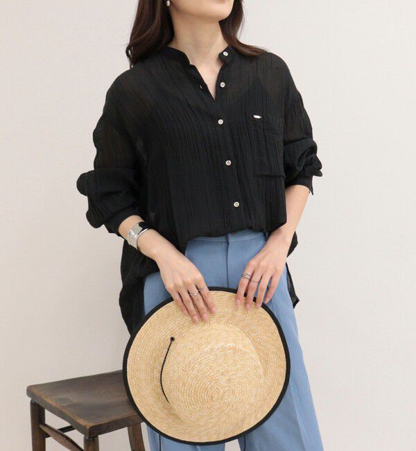 fredy emue「リネン混楊柳バンドカラーシャツ」|シャツ・ブラウス|