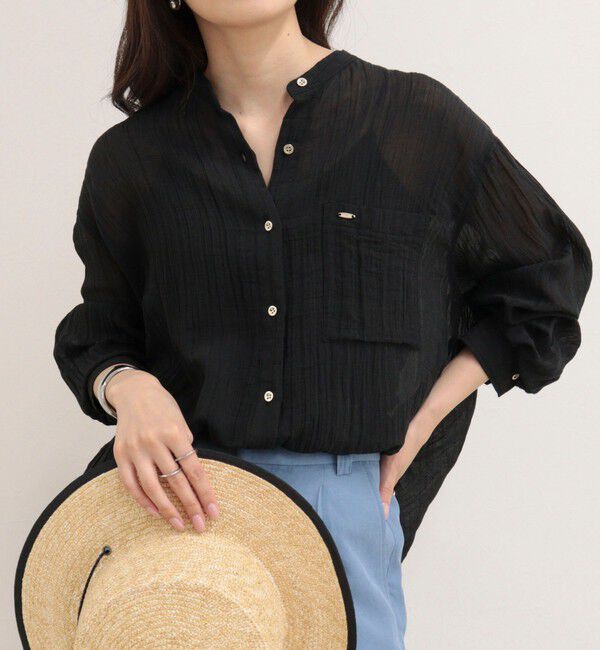 fredy emue「リネン混楊柳バンドカラーシャツ」|シャツ・ブラウス|