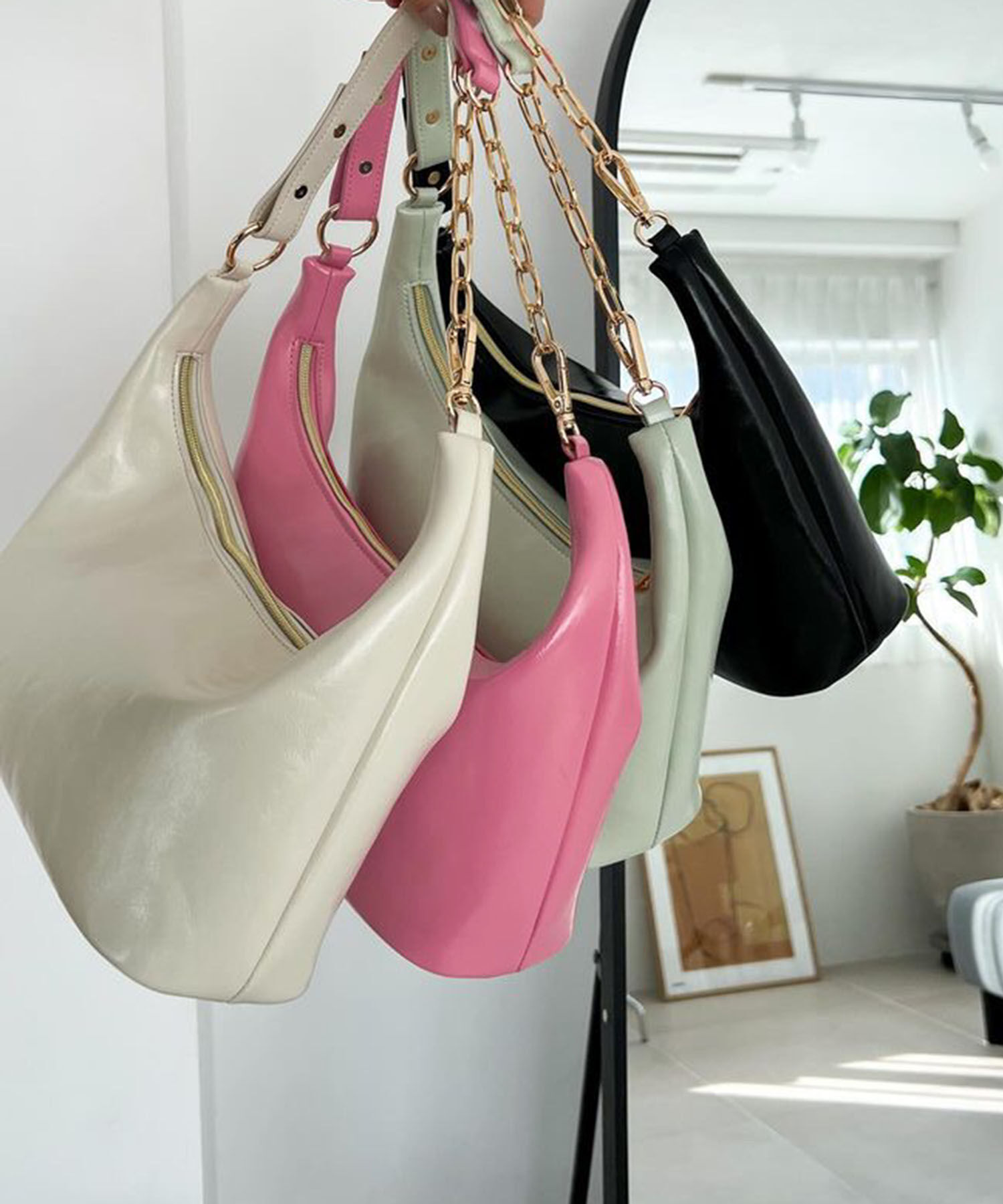 ROPE PICNIC PASSAGE「リンクルエナメルワイドワンショルダー＆クラッチバッグ」|ショルダー・メッセンジャー|