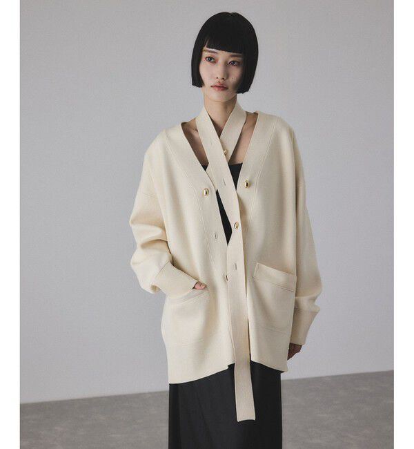 ADAM ET ROPE'「【サステナブル】マルチWAYベルテッドミドルカーディガン」|カーディガン|