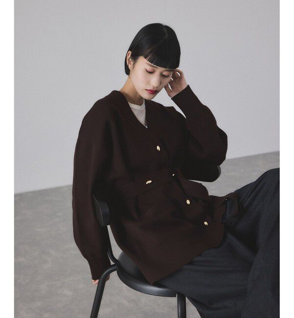 ADAM ET ROPE'「【サステナブル】マルチWAYベルテッドミドルカーディガン」|カーディガン|