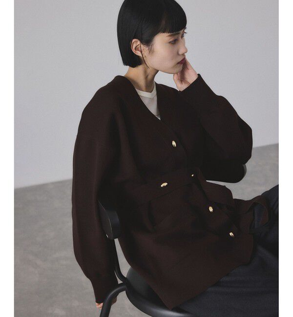 ADAM ET ROPE'「【サステナブル】マルチWAYベルテッドミドルカーディガン」|カーディガン|