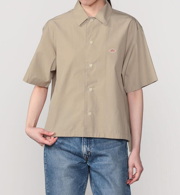 DANTON「DANTON | コットン サイドスリット半袖シャツ WOMEN」|シャツ・ブラウス|GREIGE