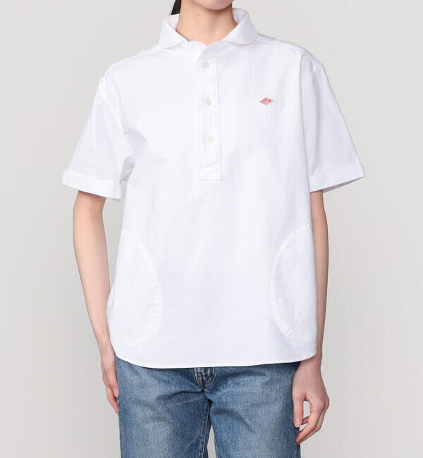 DANTON「DANTON | オックスフォード 丸襟半袖プルオーバーシャツ SOLID WOMEN」|シャツ・ブラウス|WHITE