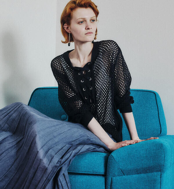  「ADAWAS | メッシュ レースアップトップス WOMEN」|ニット・セーター|