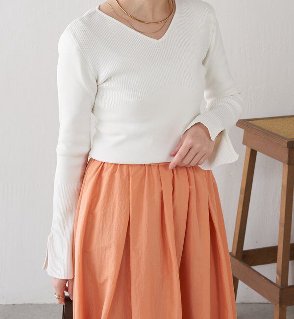  「リブ切替Vネックニット」|ニット・セーター|
