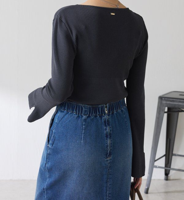  「リブ切替Vネックニット」|ニット・セーター|