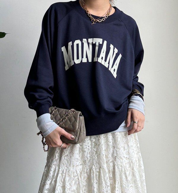  「【WEB限定】ロゴラグランワイドプルオーバー」|Tシャツ・カットソー|ネイビー