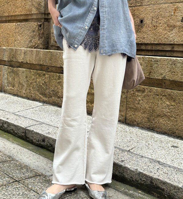  「ピグメント加工裏毛フレアパンツ」|チノ|