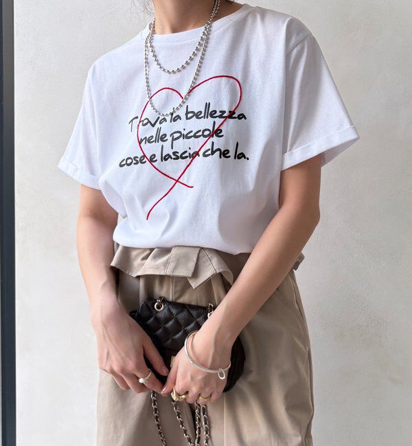  「【WEB限定】ハート刺繍ロゴプリントTEE」|Tシャツ・カットソー|