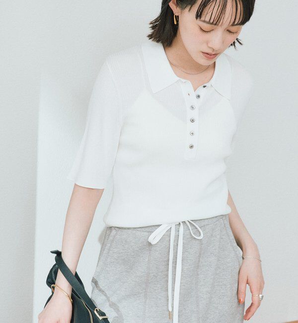  「【オンオフ使える】クールフィールポロニット」|ニット・セーター|オフホワイト