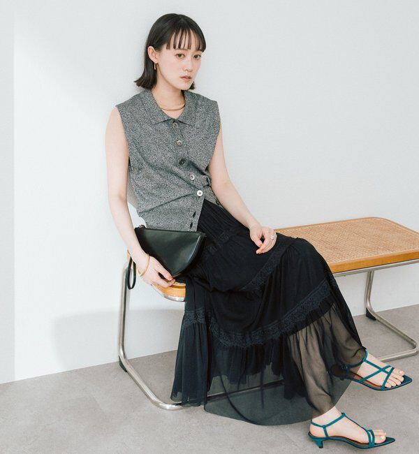  「予約【抜け感のある印象に】メランジポロカラーベスト」|ニット・セーター|