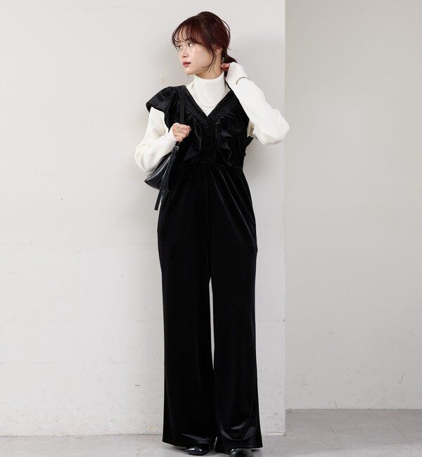  「ベロアフリルオールインワン」|オールインワン|