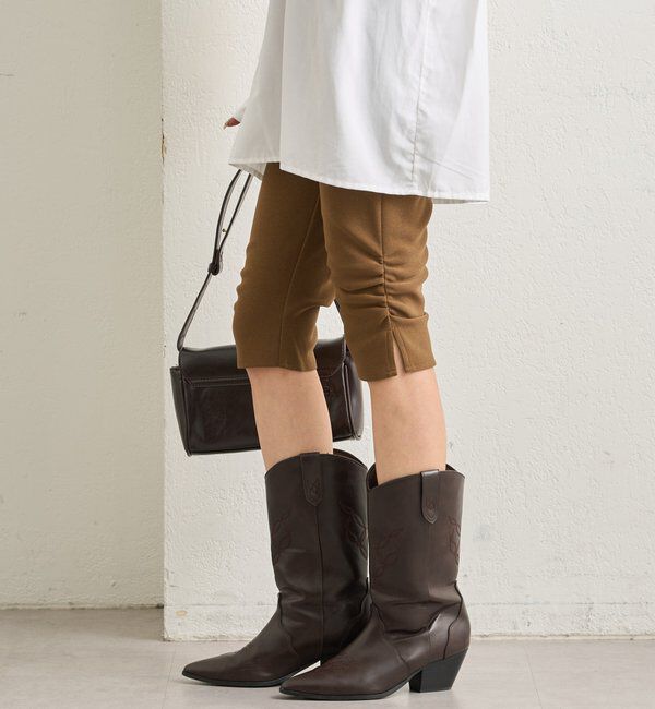  「裾ギャザーバイカーパンツ」|その他|ブラウン