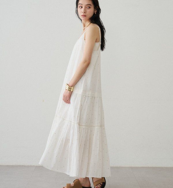  「【INDIA】刺繍ティアードキャミワンピース」|ワンピース|