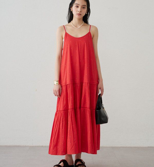  「【INDIA】刺繍ティアードキャミワンピース」|ワンピース|