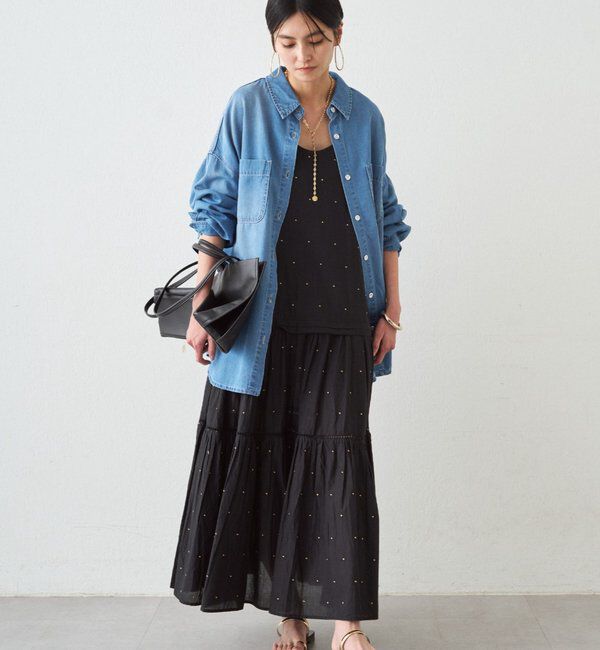  「【INDIA】刺繍ティアードキャミワンピース」|ワンピース|