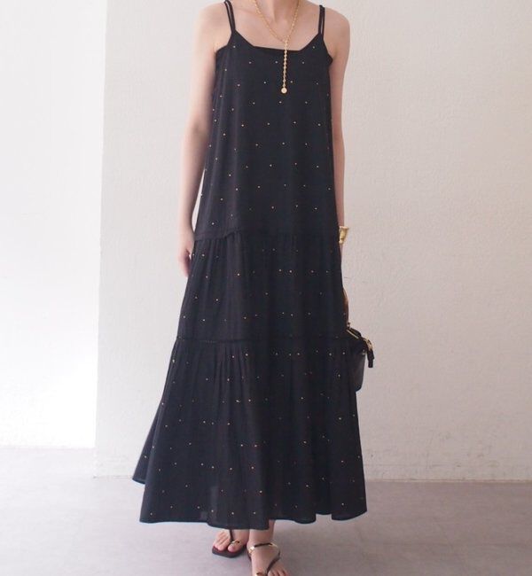  「【INDIA】刺繍ティアードキャミワンピース」|ワンピース|