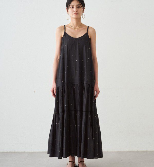  「【INDIA】刺繍ティアードキャミワンピース」|ワンピース|